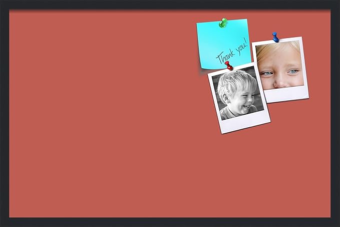 PinPix 34x22 Inch Cork Bulletin Board. This Decorative Framed Pin Board Comes with Crimson Pastel Design and a Satin Black Frame. Ideal for Home Office Decor or Message Board (PinPix-1807)-DeskLoop Office