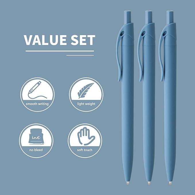 deegtran Pens Bulk, 50 Pack No Bleed Click Pens, Wholesale Retractable Ballpoint Pens, Pen Medium Point, Smooth Ink Pen, 1.0MM Blue Ink-DeskLoop Office