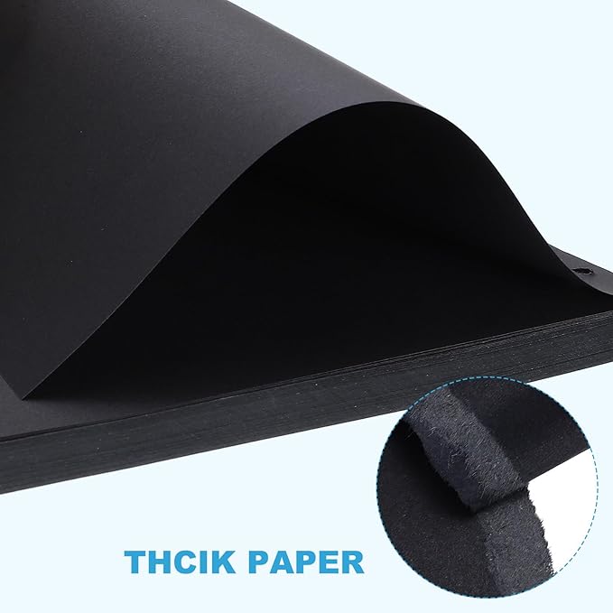 PATIKIL B5 Refill Paper, Unlined Blank Kraft Paper Refillable 9 Hole Filler Inserts Loose Leaf Paper for 9 Ring Binder, 80 Sheets/160 Pages, Black-DeskLoop Office