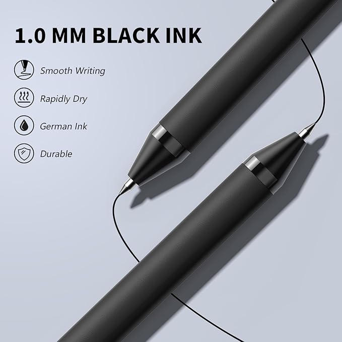 50 Pack Black Ink Pens - Bulk Pens, 1.0MM Medium Point Ballpoint Pens, Smooth Writing No Bleed Retractable Ball Point Pen (Black)-DeskLoop Office