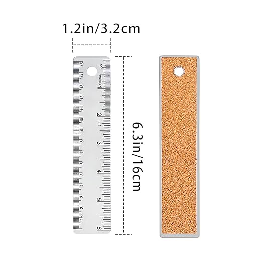3 Pcs 6 Inch Metal Ruler Stainless Steel Metal Ruler with Cork Backing, Non-Slip Rulers with Inch and Centimeters, Straight Edge Cork Base Rulers for Student School Office Drafting Tools-DeskLoop Office