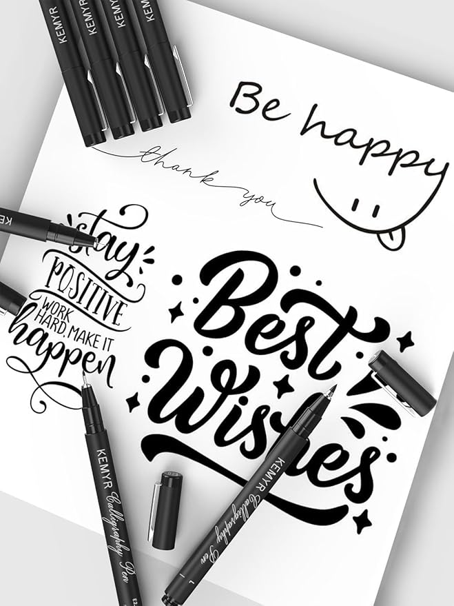 4 Micro Fine liner Drawing Art Pens Calligraphy Pens: E2.0 Size Black Art supplies Waterproof Archival Black Ink Markers For Artists,Use for Professional Watercolor,Sketching-DeskLoop Office