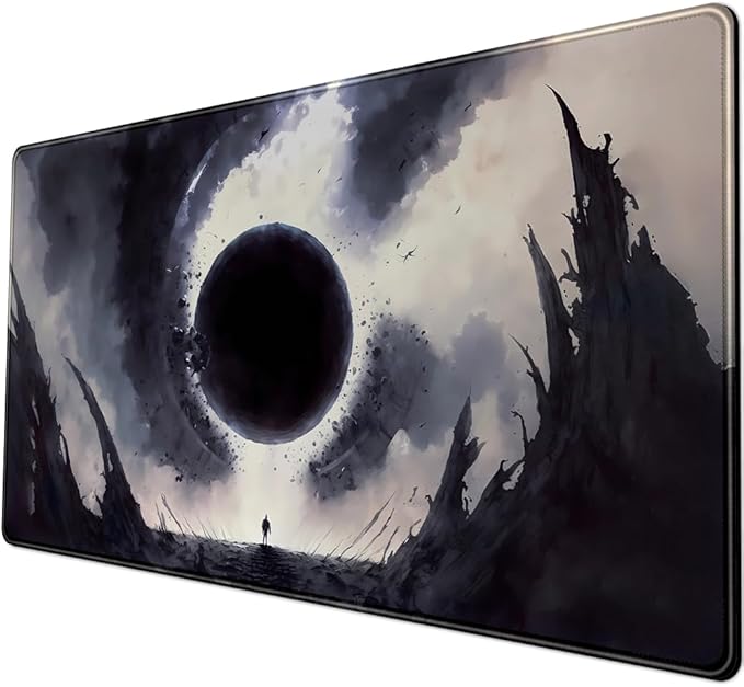 Black Moon Mousepad Gaming MTG Playmat Desk Mat Original Aesthetics Mouse Pad Large Gaming Mouse Pads Desk Pad XXL Keyboard Mat Full Desktop Mat Desk Cover Pad for Work Office Game (31.5x15.7 in)-DeskLoop Office