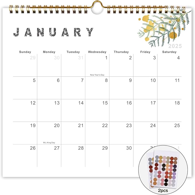 Lbylyhxc 2025 Calendar - from January to December 2025, 2025 12-month wall calendar, 10 x 11.2 inches, heavy paper, suitable for New Year and Christmas Presents (gold leaves)