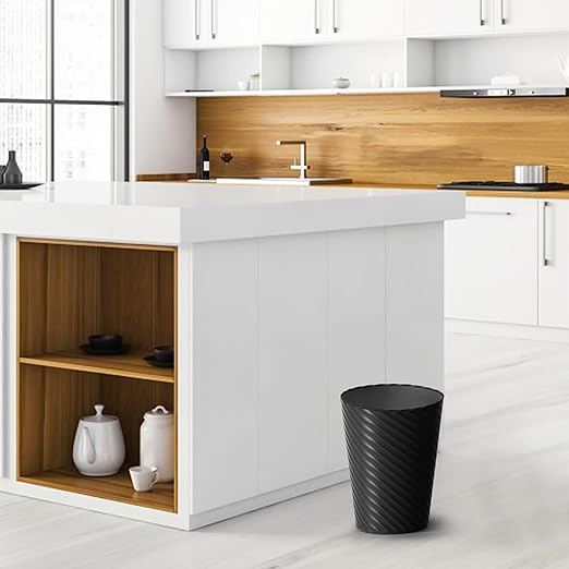 Bathroom Trash Can, 8 Pack 1.8 Gallons Small Trash Can with Trash Bags, Bathroom Garbage Can, Plastic Trash Bin, Round Waste Basket for Living Room, Bedroom, Office, Kitchen, Compact Space (Black)-DeskLoop Office