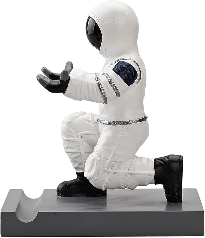 Astronaut Resin Pen Holder, Mobile Phone Stand, Device Stand, Desk Organizer Decorative Pen Holder (White&Black)-DeskLoop Office