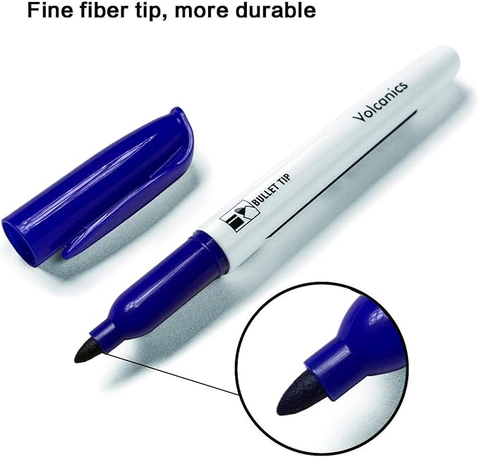 Volcanics Blue Dry Erase Markers Low Odor Fine Whiteboard Markers Thin Box of 12-DeskLoop Office