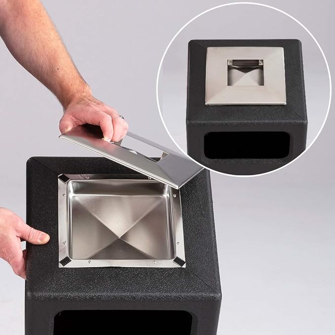 Safco Canmeleon Trash Can, Indoor and Outdoor Use, Durable & Weather-Resistant Commercial Garbage Can with Ashtray, Black-DeskLoop Office