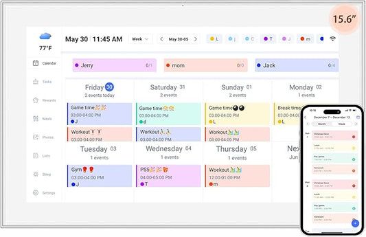 15.6 inch Digital Calendar Touchscreen, Wall Planner, IPS FHD,Smart Family Schedules, Chore Chart, Wall Organizer for Multi-Child Homes - Built-in Digital Picture Frames Function-DeskLoop Office