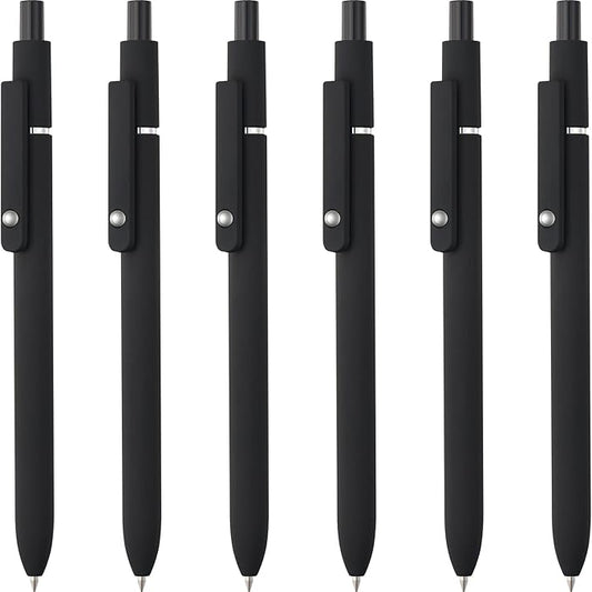 LINFANC 6 Pack Gel Pens, Black Ink Pens Fine Point Smooth Writing Pens Bulk, Soft Touch Cute Pens Aesthetic School Supplies, 0.5mm Black Pens for Journaling, Cute Office Supplies for Women & Men-DeskLoop Office