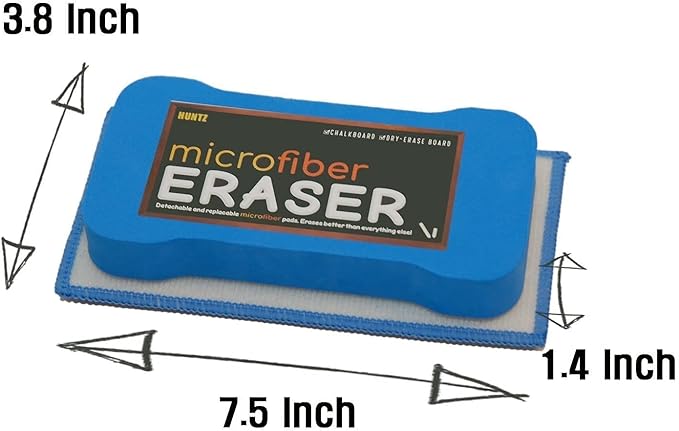 Huntz Dustless Chalk With Microfiber Eraser (Washable & Reusable) (12 White Chalks + 12 Colored Chalks + Eraser)-DeskLoop Office