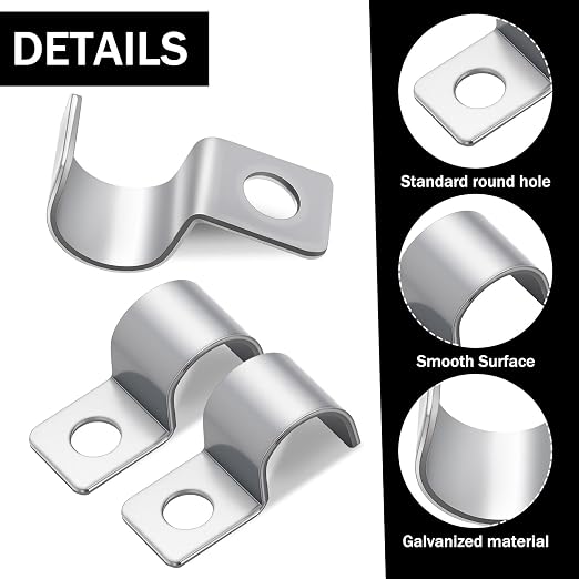 Yaocom 100 Pcs Silver Cable Wire Screw Clips 1/2 inch, Zinc Plated Steel Clamp - Image 7
