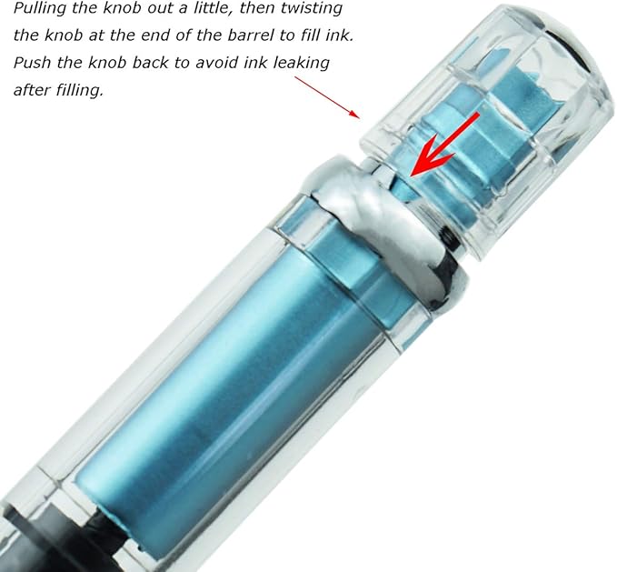 Lanxivi Yongsheng 3008 Piston Fountain Pen EF Extra Fine Nib,Transparent SilverTrim 4 Colors Set-DeskLoop Office