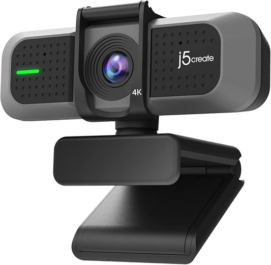 j5create 4K Wide Angle Webcam with Microphone/Privacy Cover for Video Conferencing, Streaming, Recording and Online Teaching, Supports Zoom, Skype, Teams, OBS and More (JVU430)-DeskLoop Office