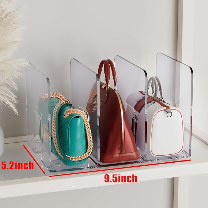 4PCS purse organizer for closet,handbag storage,book holder,bag organizer,acrylic desk file organizer,clutch divider,desk accessories workspace organizers-DeskLoop Office