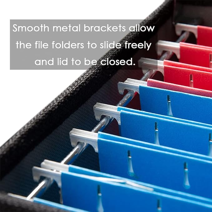 PRANDOM File Organizer Box - Set of 2 Collapsible Decorative Linen Filing Storage Hanging File Folders with Lids Office Cabinet Letter Size Black (14x9.3x10.8 inch)-DeskLoop Office