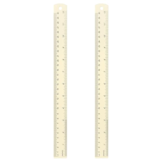 HARFINGTON 2pcs Metal Straight Ruler 30cm Metric SAE Aluminum Alloy Measuring Rulers Scale Tool with Hole for Measure Study Reading Classroom Office, White-DeskLoop Office