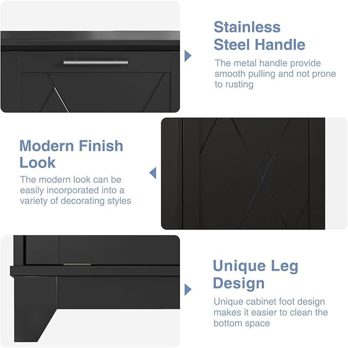 Tilt Out Trash Cabinet, Kitchen Trash Can Cabinet w/Negative ion and deodorizing Function, Dog Proof 10 Gallon Garbage Can Cabinet for Kitchen, Bathroom, Living Room, Black-DeskLoop Office