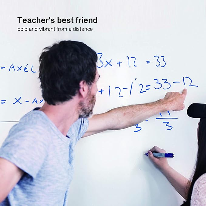 Volcanics Blue Dry Erase Markers Low Odor Fine Whiteboard Markers Thin Box of 12-DeskLoop Office