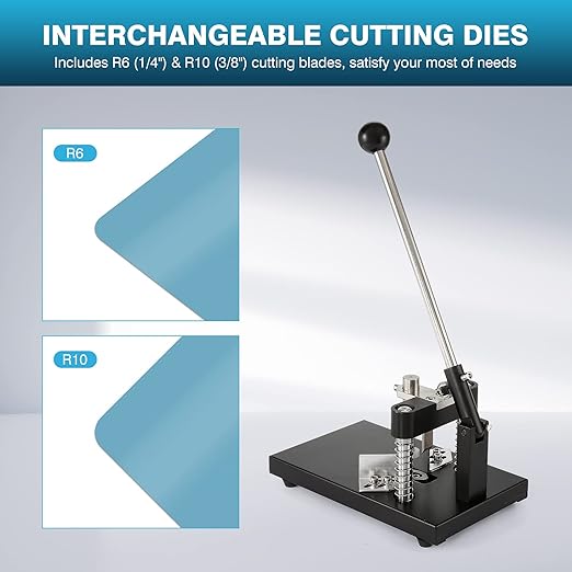 IRONWALLS Corner Rounder Punch Heavy Duty, 1.2”/30mm Thickness Manual Corner Rounder Paper Punch Cutter with R6mm R10mm Interchangeable Dies for Heavy Cardstock, Plastic, Aluminum Sheet-DeskLoop Office