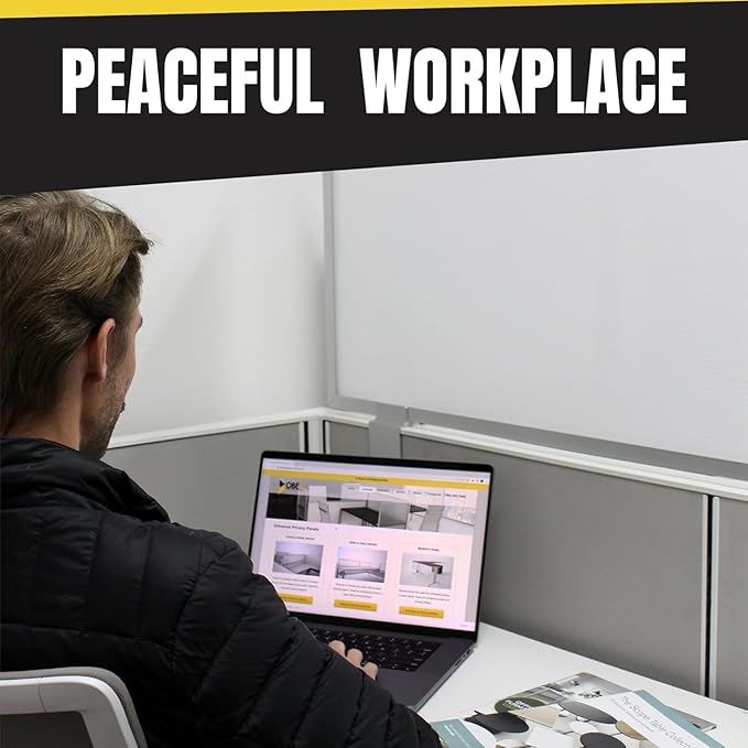 OBEX Privacy Screen & Office Panel Extender for Office Cubicles, Polycarbonate Desk Privacy Panel & Divider for Office Cubicle, 12" x 48", White-DeskLoop Office