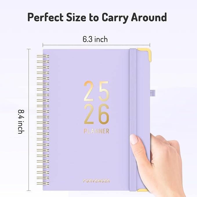 Jul 2025 - Dec 2026 Planner, Forvencer Academic Planner 2025-2026, 18 Month Daily Planner, 6" x 8", Weekly & Monthly Agenda Book, Hardcover Calendar Book, School Supplies for Student Teacher, Beige-DeskLoop Office