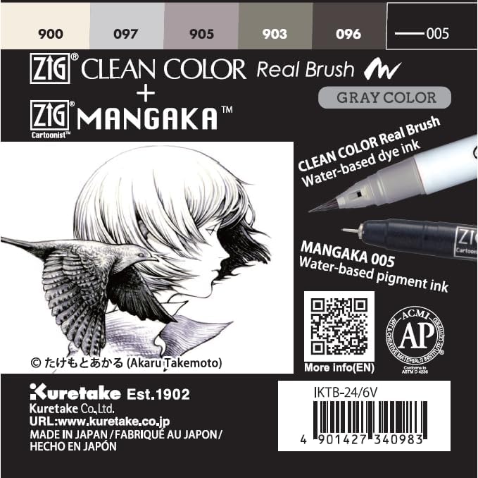 Kuretake Zig Inktober pen set, for Illustration, Manga Drawing, Lettering and Calligraphy, Professional Artist, Made in Japan (Special 24(6pcs.))-DeskLoop Office