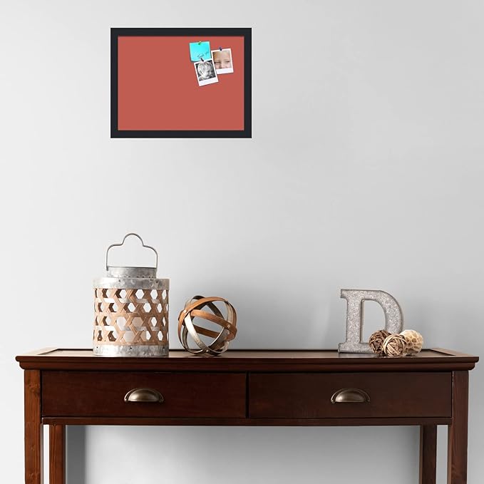 PinPix 16x12 Inch Cork Bulletin Board. This Decorative Framed Pin Board Comes with Crimson Pastel Design and a Satin Black Frame. Ideal for Home Office Decor or Message Board (PinPix-1807)-DeskLoop Office