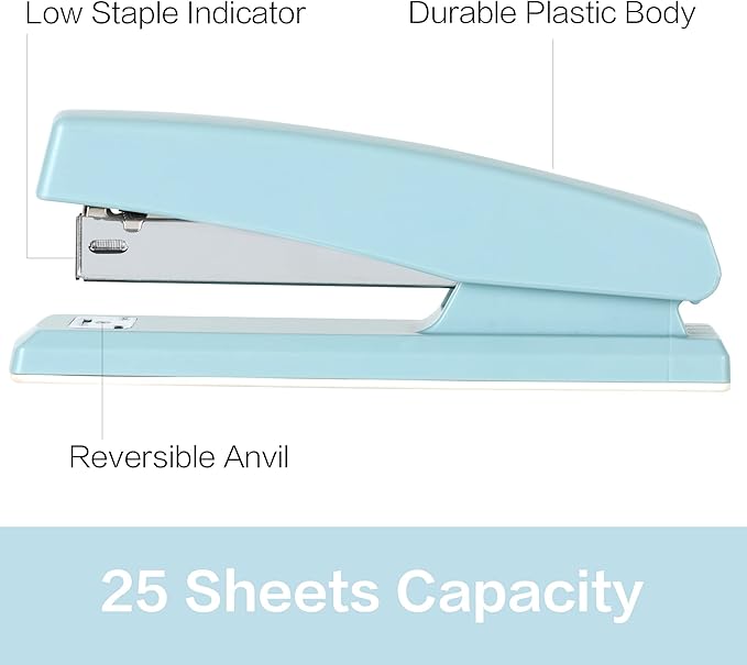 Deli Stapler, Desktop Stapler, Office Stapler, 25 Sheet Capacity, Includes 1000 Staples and Staple Remover, Blue-DeskLoop Office