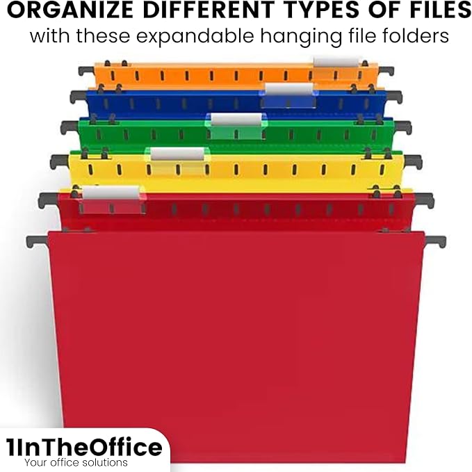 1InTheOffice Hanging File Folder, Hanging File Pocket, Expandable Hanging File Folder, Letter Size, Assorted Color, 5 Pack-DeskLoop Office