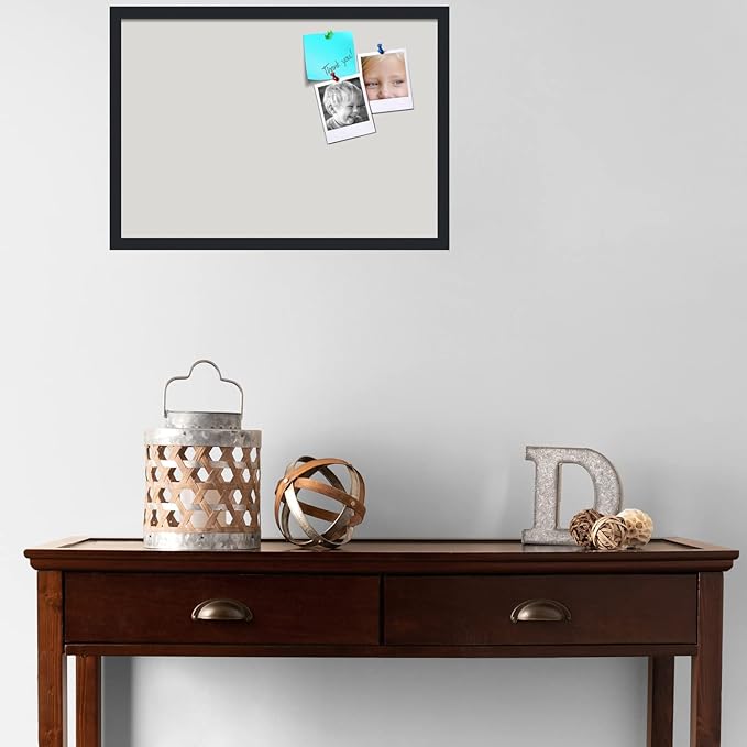 PinPix 26x18 Inch Cork Bulletin Board. This Decorative Framed Pin Board Comes with Light Stone Design and a Satin Black Frame. Ideal for Home Office Decor or Message Board (PinPix-1809)-DeskLoop Office