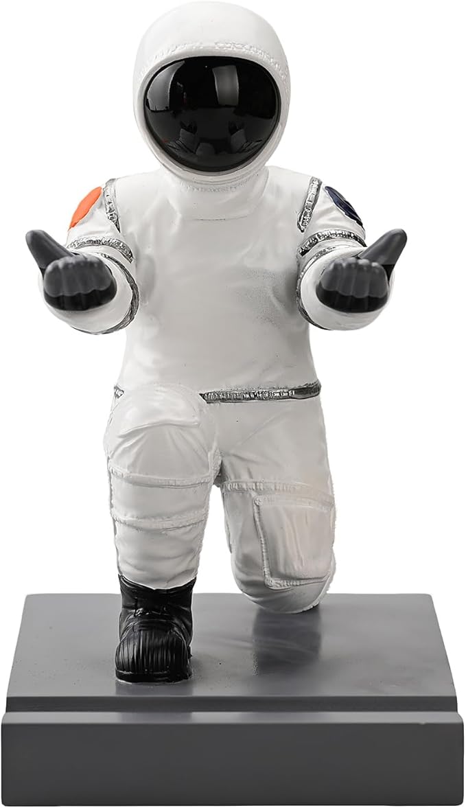Astronaut Resin Pen Holder, Mobile Phone Stand, Device Stand, Desk Organizer Decorative Pen Holder (White&Black)-DeskLoop Office