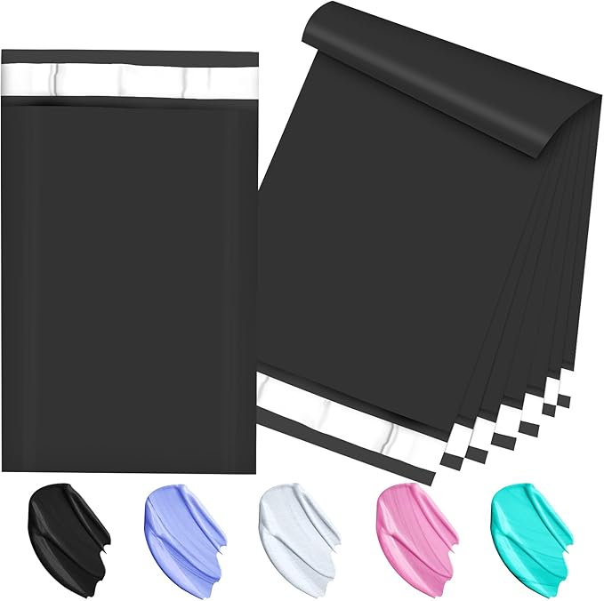 120-Piece Black Poly Mailers - 6x9 Inch Shipping Envelopes with Self-Adhesive Seal, Waterproof, and Tear-Proof Postal Bags-DeskLoop Office