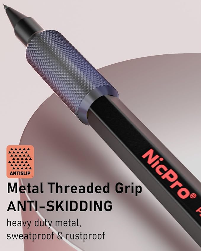 Nicpro 5 Pack 2mm Mechanical Pencils Set with Case, 65 Graphite Lead Refills (6B 4B 2B HB 2H 4H), 72 Colored Lead, Erasers -Weatherproof Metal Barrel, Heavy Duty Carpenter Pencil For Drawing Sketching-DeskLoop Office