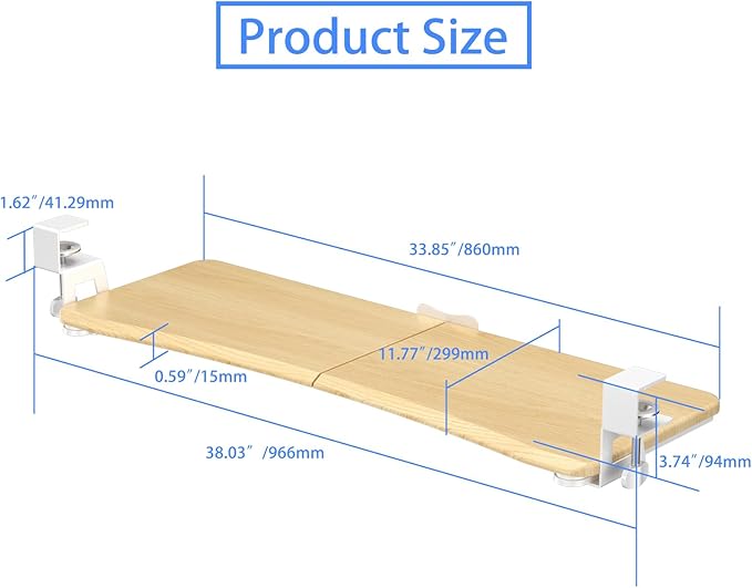 suptek Large Keyboard Tray Under Desk Pull Out with C Clamp Mount, Keyboard & Mouse Tray, 34 (38 Including Clamps) x 11.8 inch Slide-Out Platform Computer Drawer for Typing, Light Wood, DSF1LQM-DeskLoop Office