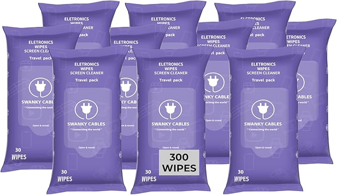 Screen Cleaner Wipes: Electronic Wipes for Screens - Computer Screen Wipes for Lens, Phone, Tv Screen and Monitor Cleaning - Tech Wipes & Microfiber Cloth (Soft Wipes, 300 Count)-DeskLoop Office