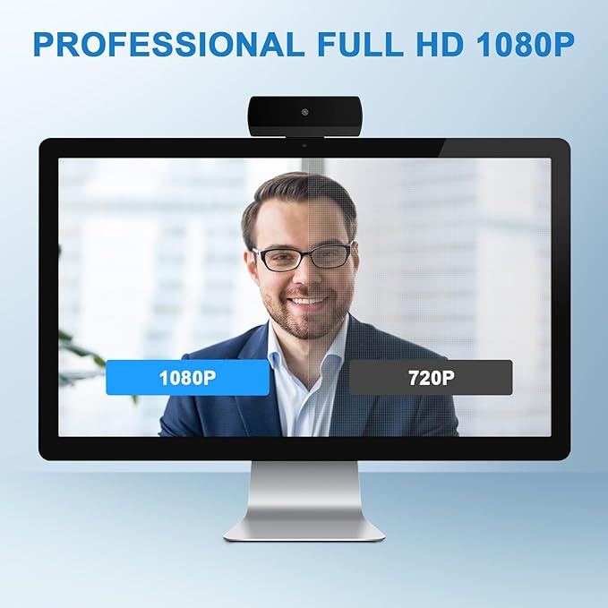 Webcam, K1 Full HD Webcams,1080P Video and Wide Angle Camera,Plug and Play USB Webcam for Online Calling/Conferencing, Zoom/Skype/Facetime/YouTube, Laptop/PC-DeskLoop Office