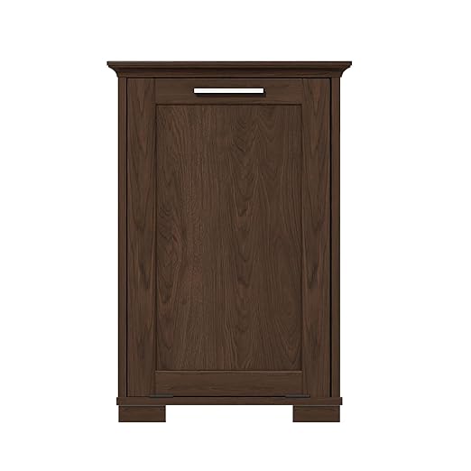 OLD CAPTAIN Wooden Tilt Out Trash Cabinet, Wooden Kitchen Garbage Can Free Standing Holder, Brown Finish-DeskLoop Office