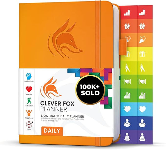 Clever Fox Daily Planner – Undated Planning Notebook with Hourly Schedule & To-Do List – Personal Day Task & Work Organizer, 6 Months (Orange)-DeskLoop Office