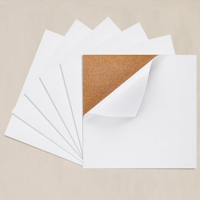 6 Pac Self-Adhesive Square Cork Boards for Wall with 100 Push Pins for Bulletin Boards Cork Wall Home School Office Decorative(12"x12"x1/4" )-DeskLoop Office