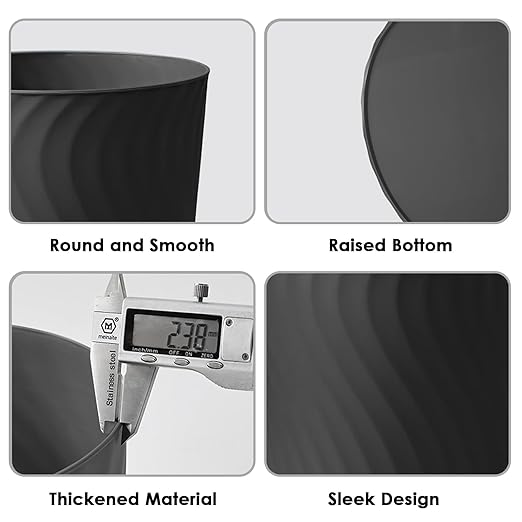 YGJT Small Trash Can, 3 Pack 1.8 Gallons Bathroom Trash Can, Slim Waste Basket, Round Garbage Can, Plastic Trash Bin for Kitchen, Dorm, Bedroom, Office, Living Room, Study, Compact Spaces(Black)-DeskLoop Office