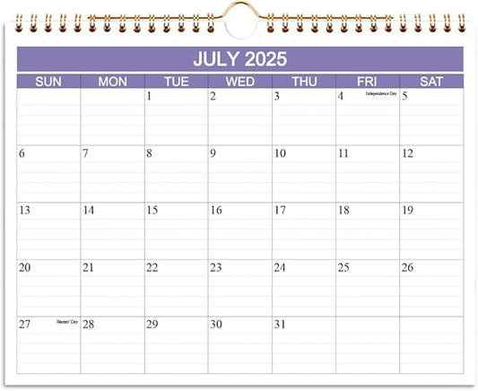 2025-2026 Calendar- Wall Calendar 2025-2026 Runs from July 2025 to December 2026-18 Months Calendar with Thick Paper for Planning and Organizing for Home or Office, 8.5 x 11 Inches, Purple-DeskLoop Office