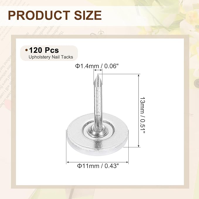 uxcell 120Pcs Push Pins, 11mmx17mm Round Flat Head Decorative Thumb Tacks Upholstery Tacks for Cork Board Office Wall Hangings, White-DeskLoop Office