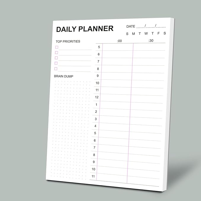 Tiankool To Do List Notepad - Daily To Do List with Priorities, Hourly Scheduler and Notes - Daily Planner Notepad for Work, Study, Appointments, 60 Tear Off Sheets Planning Pad, 7x10 Inch-DeskLoop Office