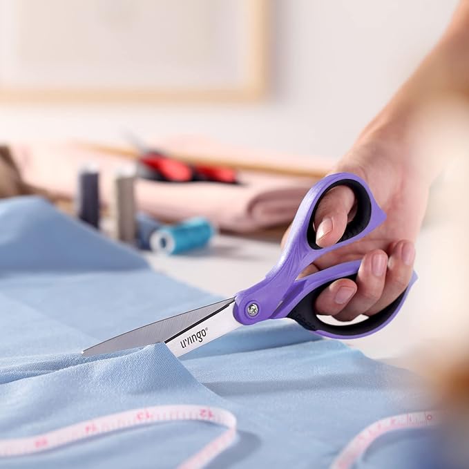 LIVINGO 3 Pack Sharp Scissors, 8.5 inch Comfort Grip Scissors All Purpose for Office, Stainless Steel Shears for Home Heavy Duty Cutting Fabric Sewing, Paper, School Crafting DIY-DeskLoop Office