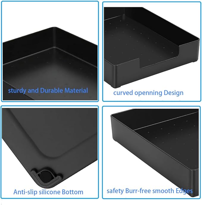 Letter-Size Tray, Desk Drawer Organizer, A4 Plastic Paper Tray, Stackable Plastic Paper Holder File Organizer for Office, School, Home Storage (Black)-DeskLoop Office