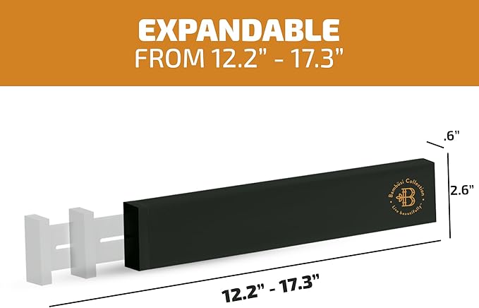 Bambüsi 4 Pack Drawer Divider - Bamboo 2.6" High, 12.5-17" Adjustable Drawer Organizers for Clothes, Expandable Dresser Separators in Bedroom/Bathroom/Kitchen/Office Organization and Storage (Black)-DeskLoop Office