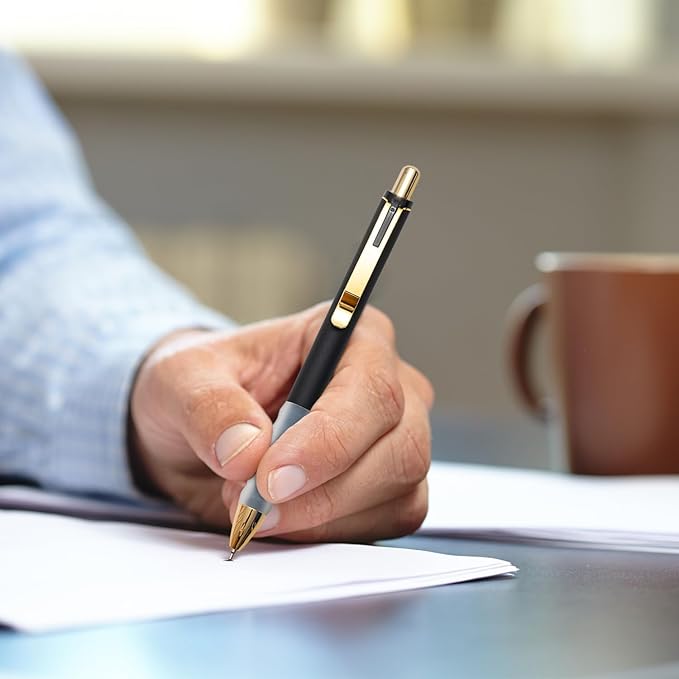 1.0mm Ballpoint Pens Retractable Cute Black Ink Pens with Silicone Grip Smooth Writing Suitable for Office, Note-taking (18 pcs)-DeskLoop Office