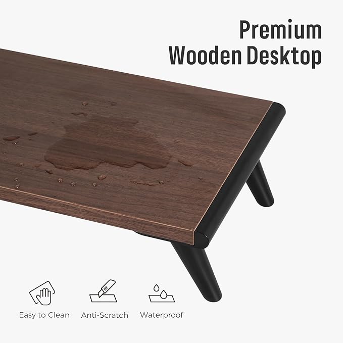 loukin Monitor Stand Riser for Desk, 22.4" x 8.3" Larger Computer Stand for Laptop, PC, Printer, Sturdy Desktop Computer Shelf with Non-Skid Rubber, Home Office (Brown)-DeskLoop Office