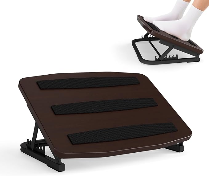 Foot Rest for Under Desk at Work, Ergonomic Wooden Desk Foot Rest with 7 Adjustable Angles, Anti-Slip Footrest Comfortable Foot Stools for Office Leg Rest, No Assembly-DeskLoop Office